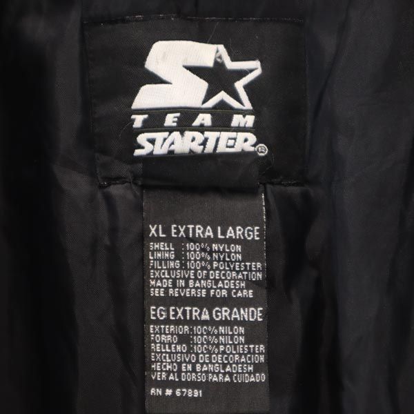 STARTER スターター バック 刺繍 IOWA アイオワ・ホークアイズ 中綿ジャケット XL ブラック TEAM ロゴ メンズ