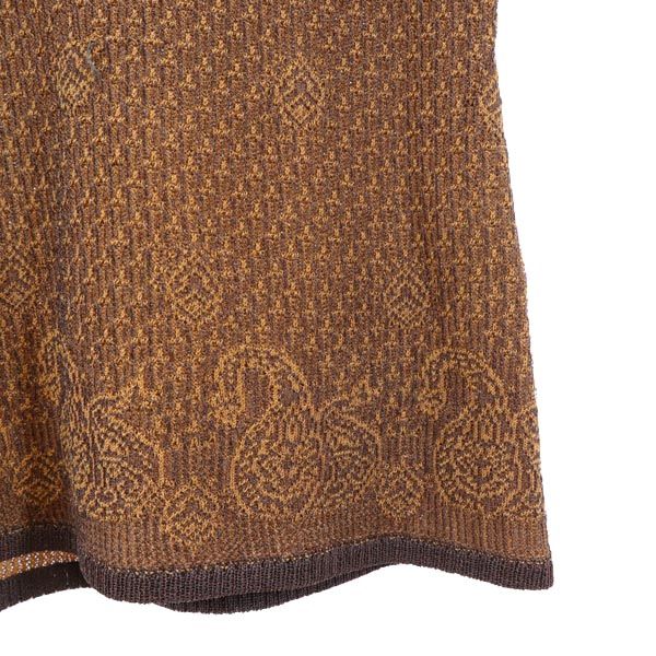 YVES SAINT LAURENT イヴサンローラン 日本製 総柄 長袖 ニット M ブラウン系 セーター レディース