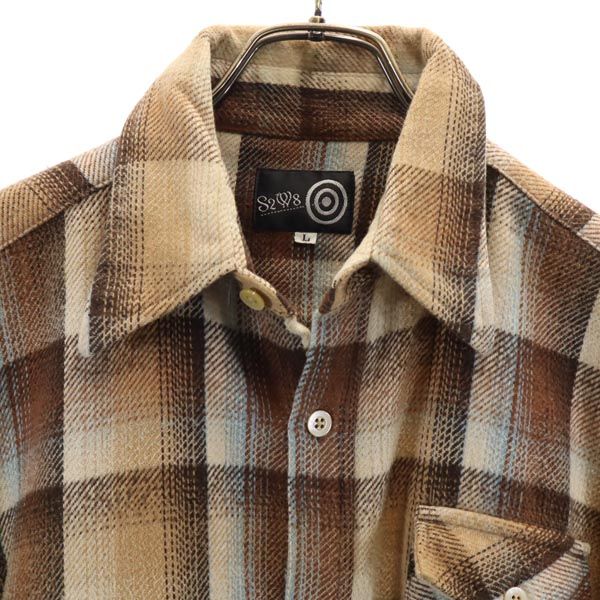 サウスツーウエストエイト チェック 長袖 コットンシャツ L ブラウン系 South2 West8 日本製 S2W8 メンズ