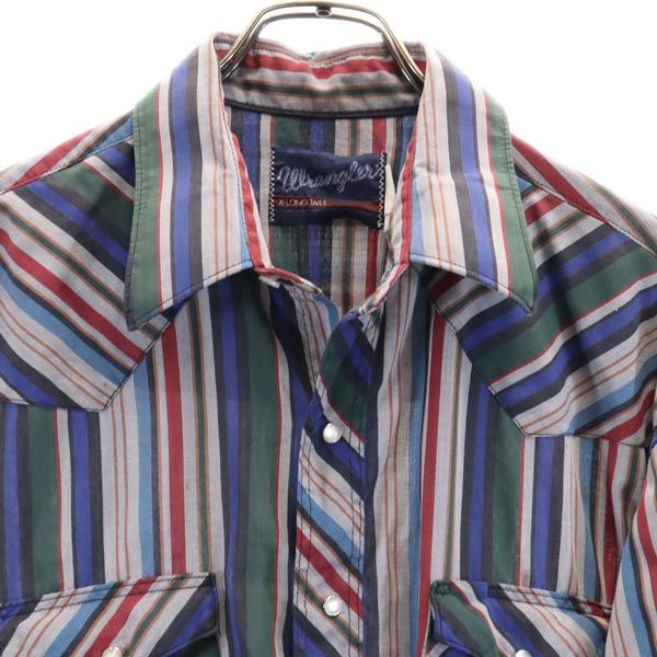 Wrangler ラングラー 80s ヴィンテージ ストライプ 長袖 ロングシャツ メンズ