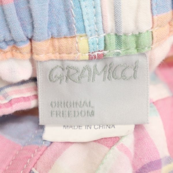 グラミチ パッチワーク風 チェック柄 アウトドアショートパンツ M ピンク系 Gramicci クライミング メンズ