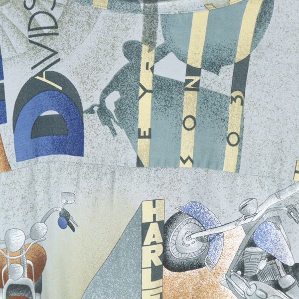 HARLEY DAVIDSON ハーレーダビッドソン USA製 バイク柄 総柄 半袖 シャツ XL グレー系 メンズ