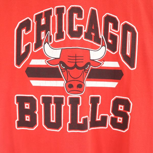 TRENCH トレンチ 90s CHICAGO BULLS シカゴブルズ プリント 半袖 バスケットボール Tシャツ L 赤 メンズ