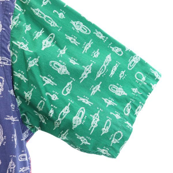 NAUTICA ノーティカ 90s クレイジーパターン 半袖 ボタンダウンシャツ L メンズ