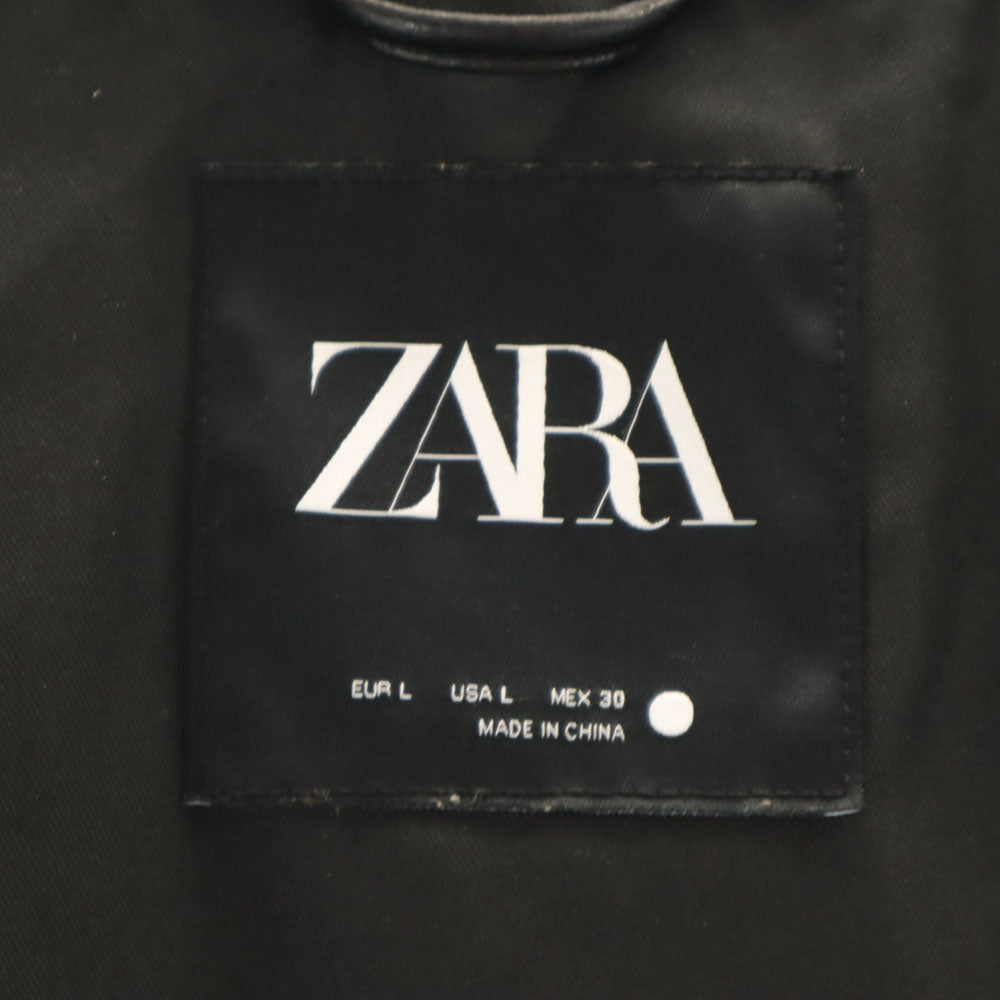 ザラ フェイクレザー ライダースジャケット L ブラック ZARA レディース