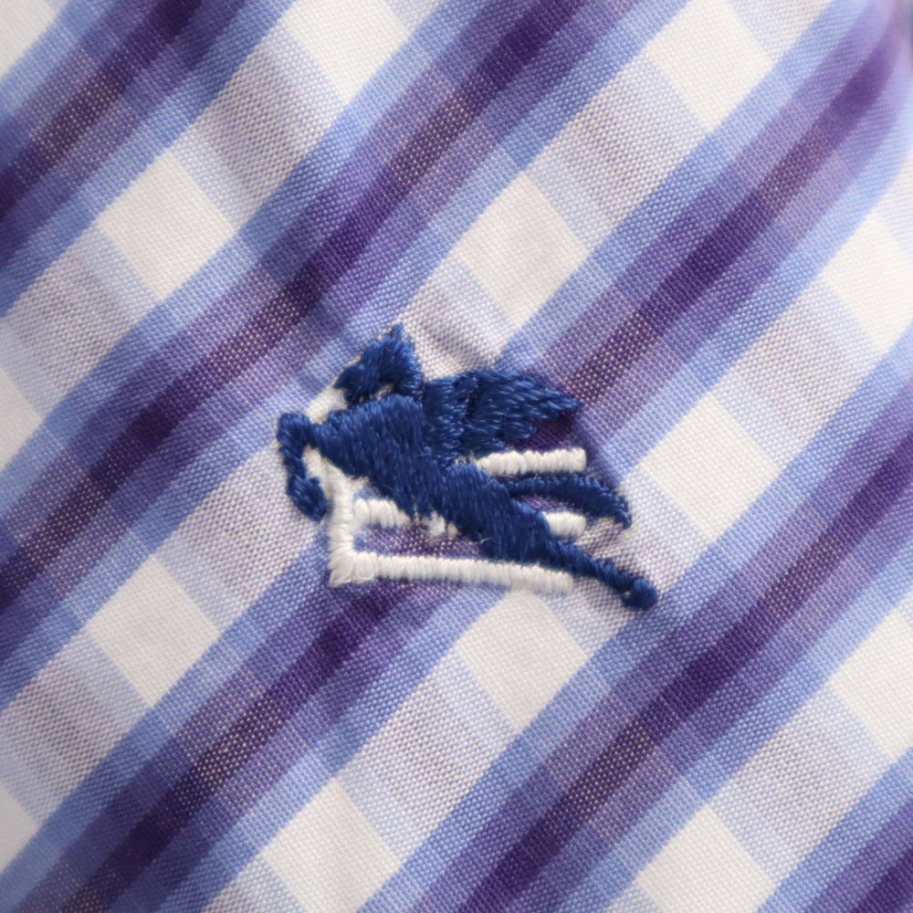 ETRO エトロ イタリア製 チェック柄 長袖 ボタンダウンシャツ 43 パープル 他 ロング丈 メンズ