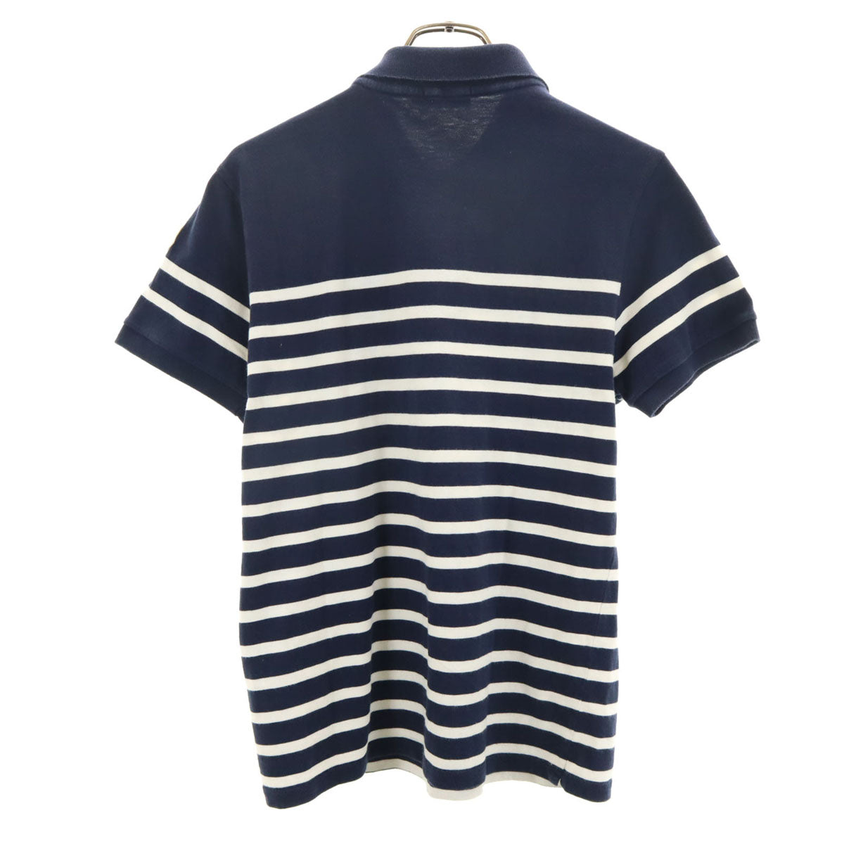 Moncler ネイビー ストライプポロシャツ MONCLER モンクレール ストライプ 半袖 ポロシャツ 紺 ネイビー S ☆AA