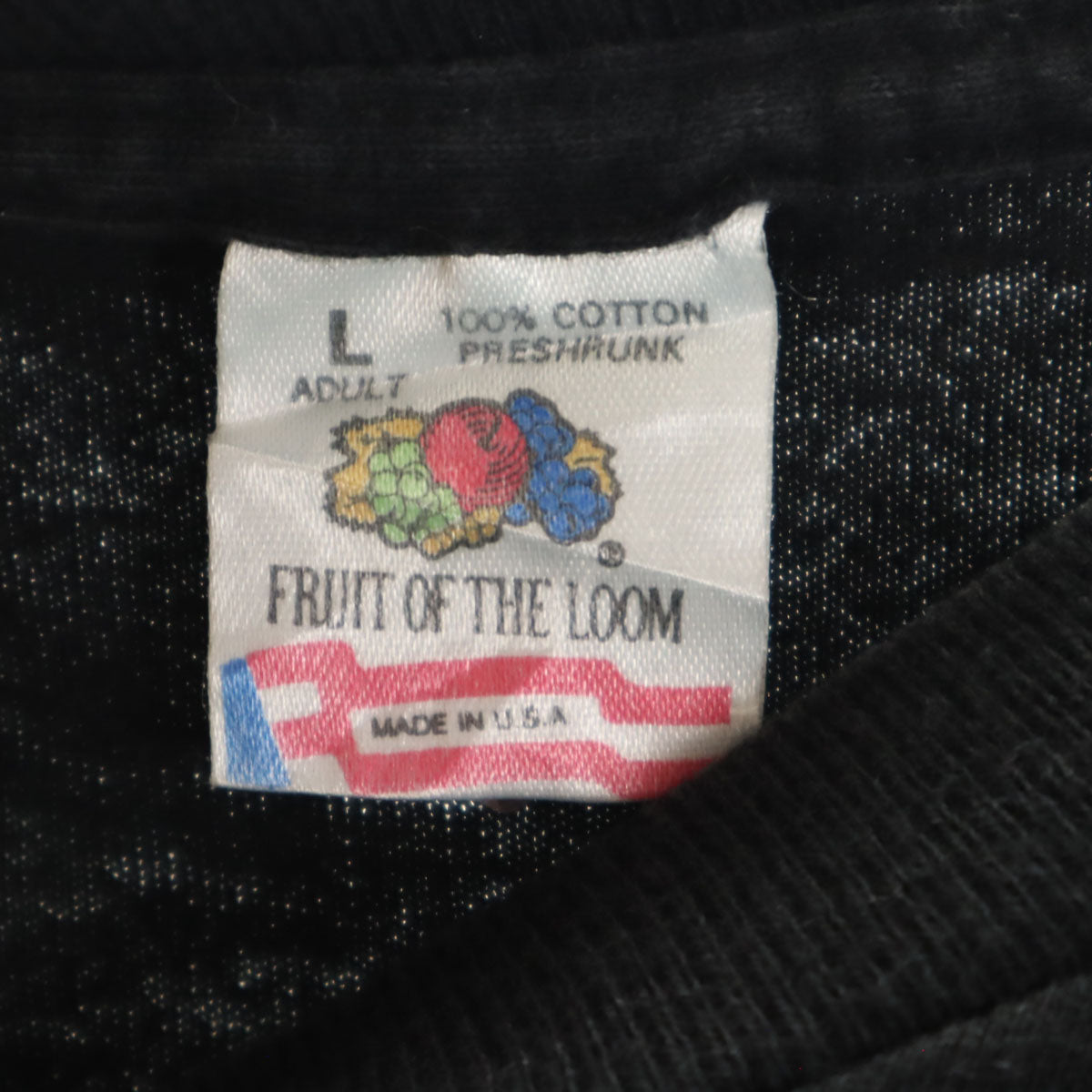 FRUIT OF THE LOOM フルーツオブザルーム 90s USA製 オールド 半袖 Tシャツ L ブラック シングルステッチ メンズ