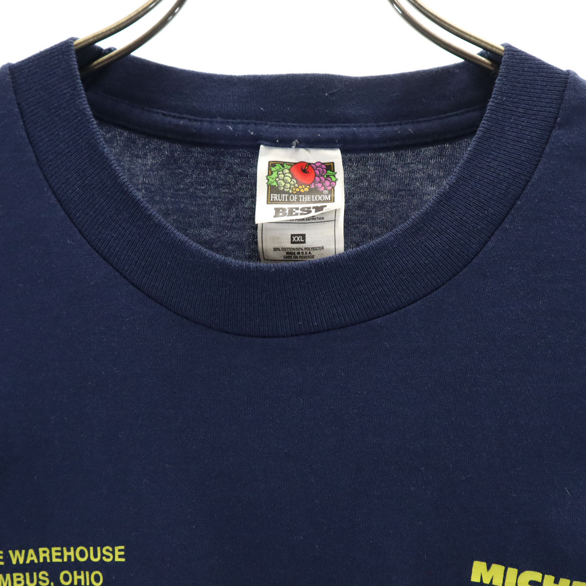 FRUIT OF THE LOOM フルーツオブザルーム 90s USA製 オールド 半袖 Tシャツ XXL ネイビー シングルステッチ ビックサイズ ポケT メンズ
