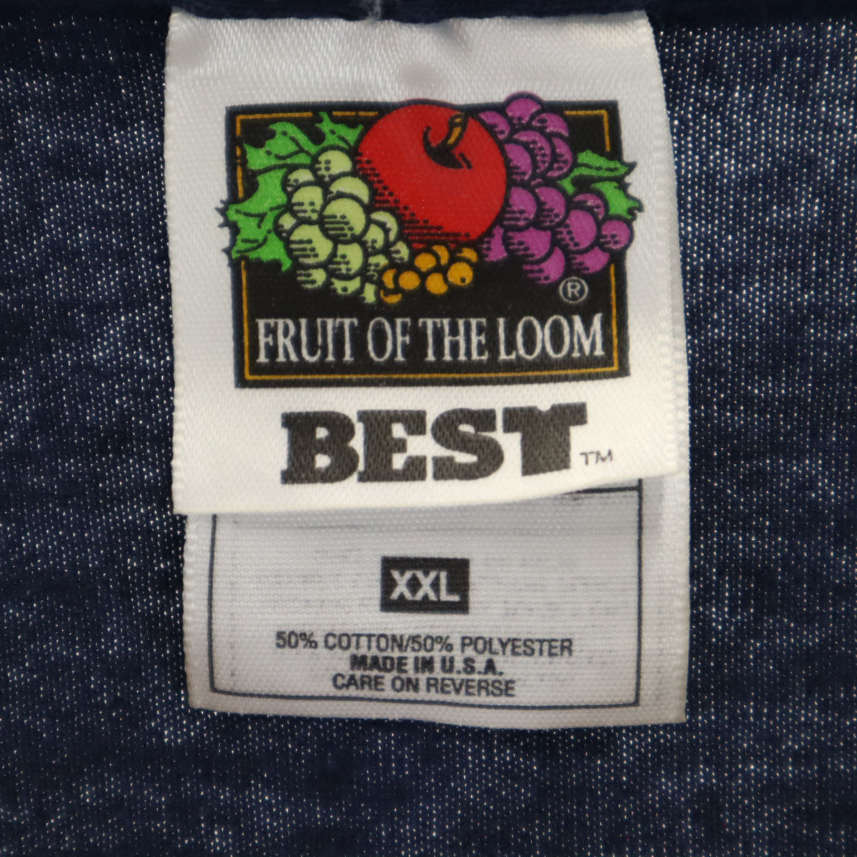 FRUIT OF THE LOOM フルーツオブザルーム 90s USA製 オールド 半袖 Tシャツ XXL ネイビー シングルステッチ ビックサイズ ポケT メンズ