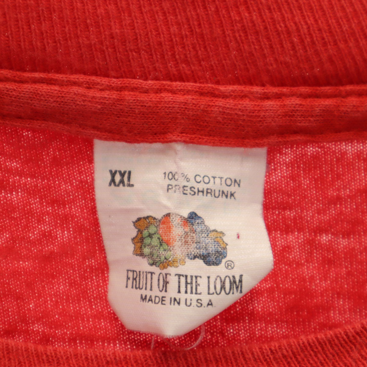 FRUIT OF THE LOOM フルーツオブザルーム 90s USA製 オールド 半袖 Tシャツ XXL 赤 シングルステッチ ビックサイズ ポケT 無地 メンズ