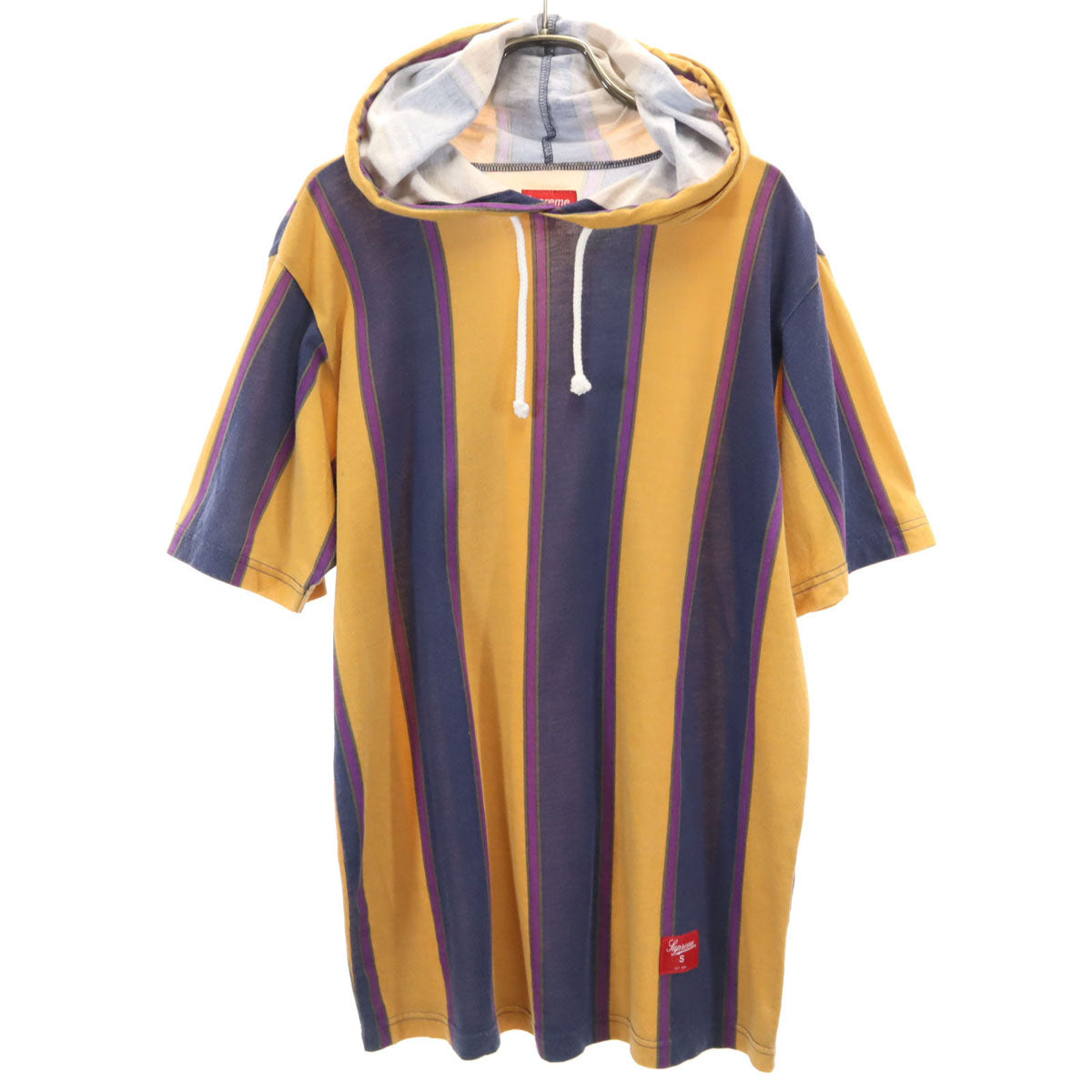 Supreme シュプリーム ストライプ柄 半袖 フーディー Tシャツ S ネイビー メンズ