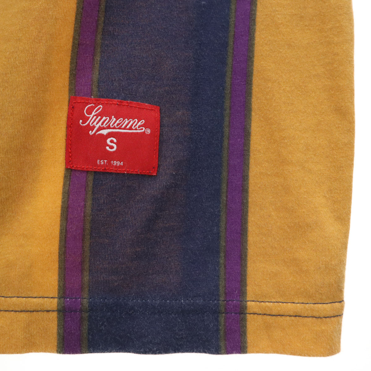 Supreme シュプリーム ストライプ柄 半袖 フーディー Tシャツ S ネイビー メンズ