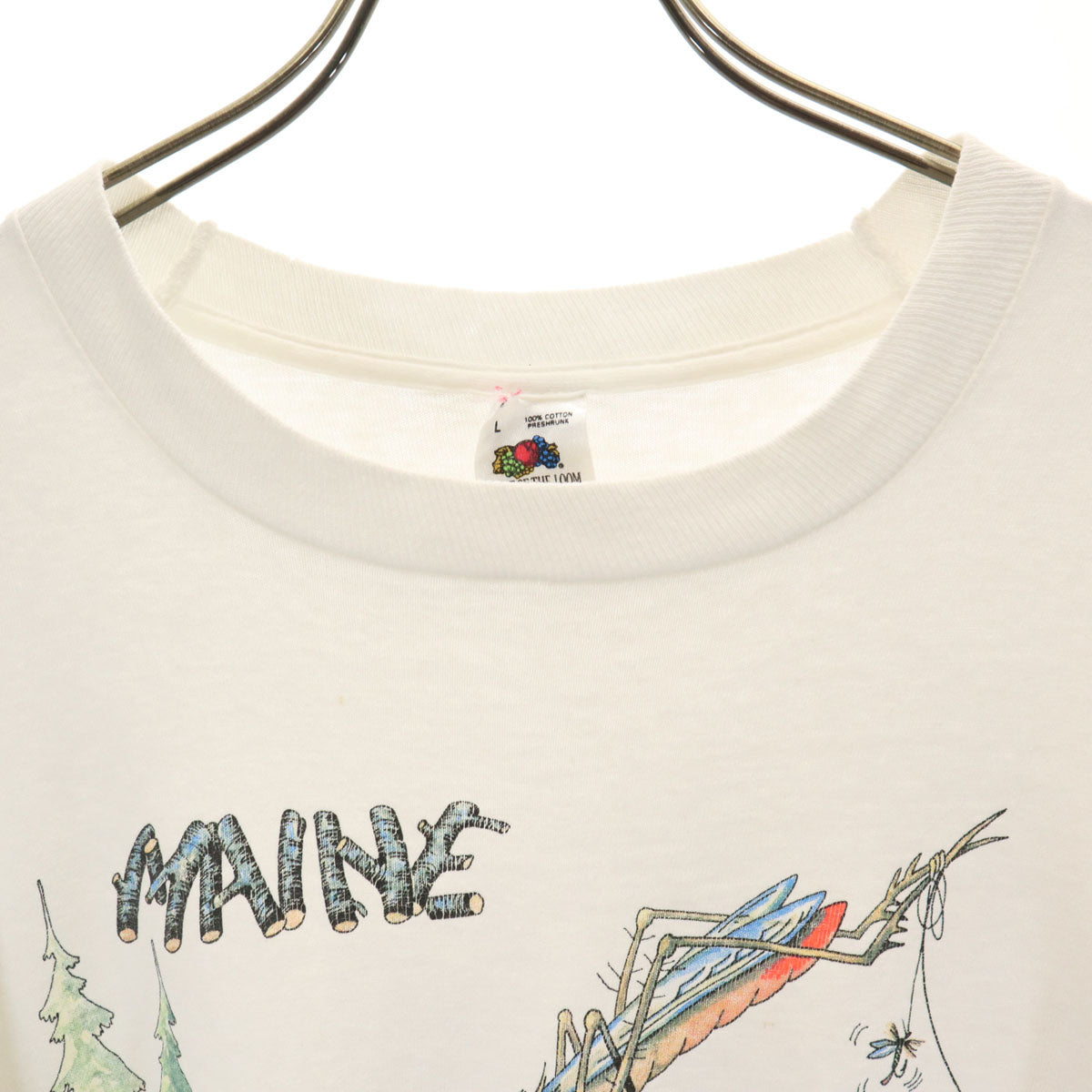FRUIT OF THE LOOM フルーツオブザルーム 90s USA製 オールド MAINE 半袖 Tシャツ L ホワイト シングルステッチ メンズ