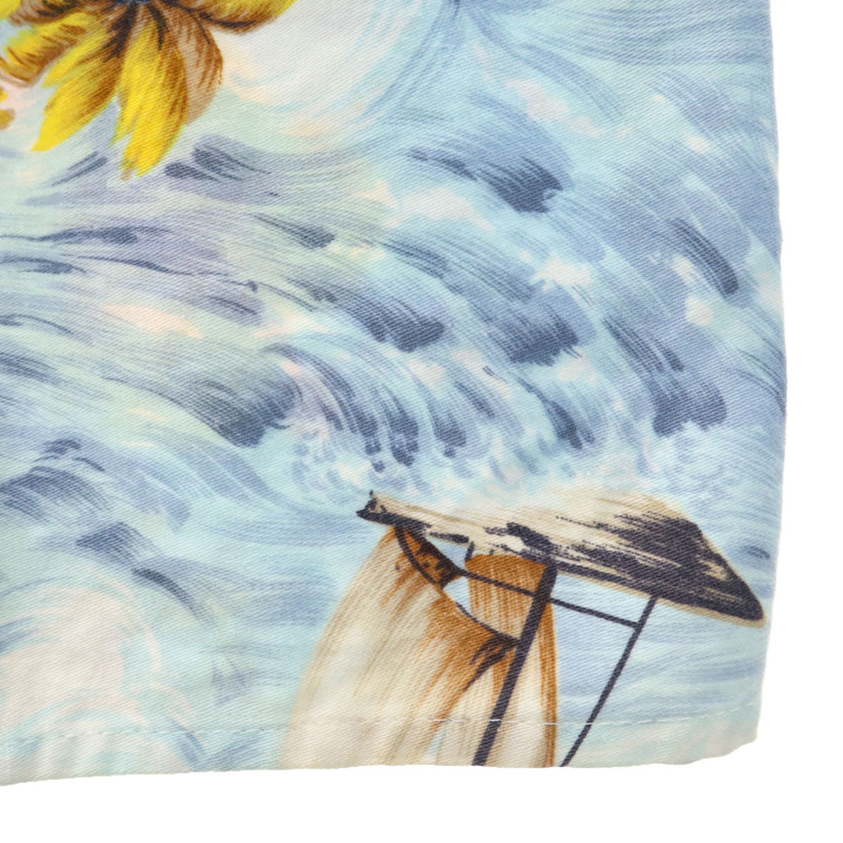 GOLD FISH 80s 90s オールド ハワイアン柄 半袖 アロハシャツ 水色系 開襟 メンズ