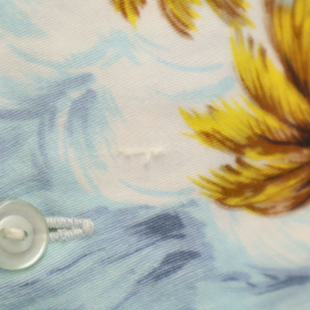 GOLD FISH 80s 90s オールド ハワイアン柄 半袖 アロハシャツ 水色系 開襟 メンズ