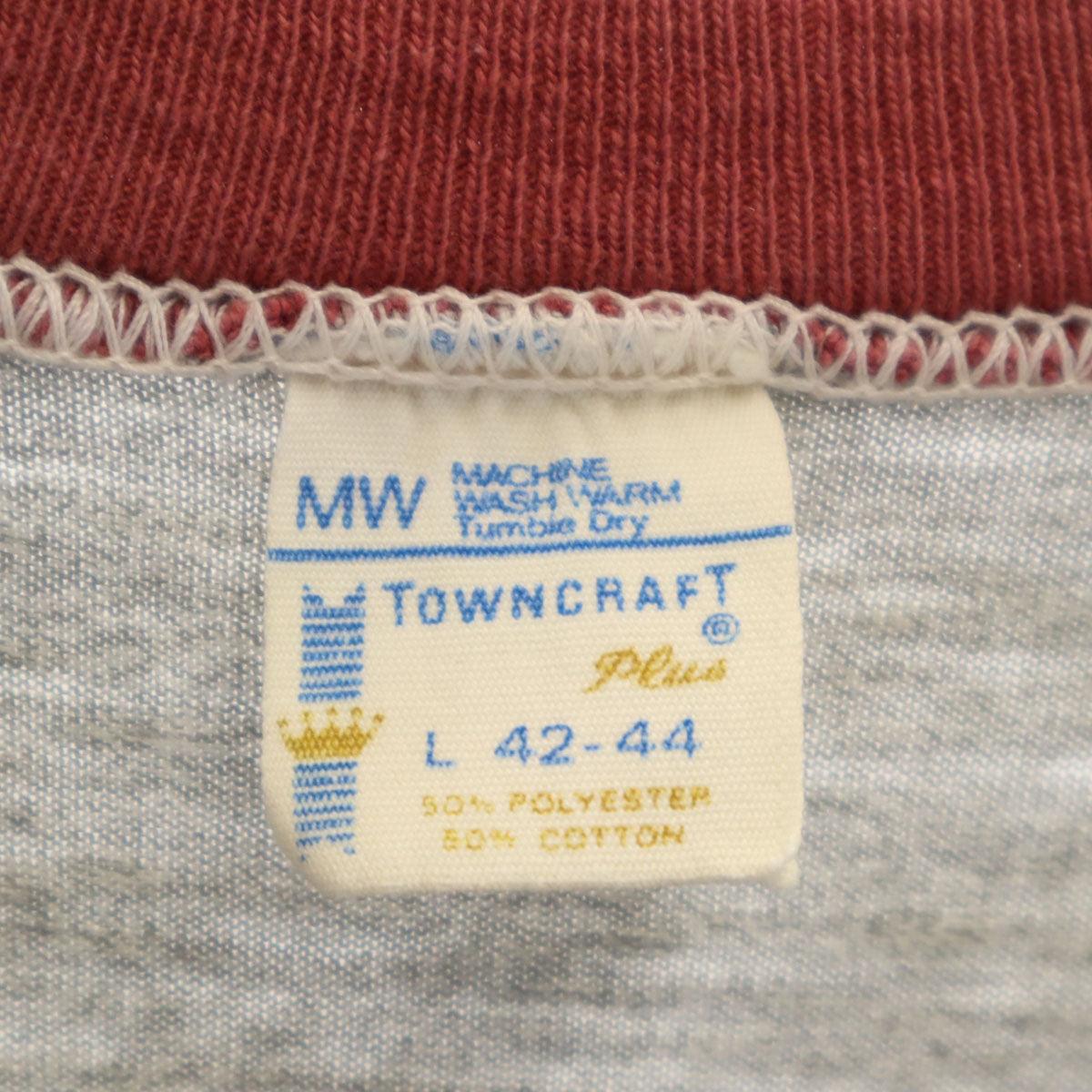 TOWNCRAFT タウンクラフト 70s ヴィンテージ 半袖 リンガー 無地 Tシャツ L グレー系 メンズ