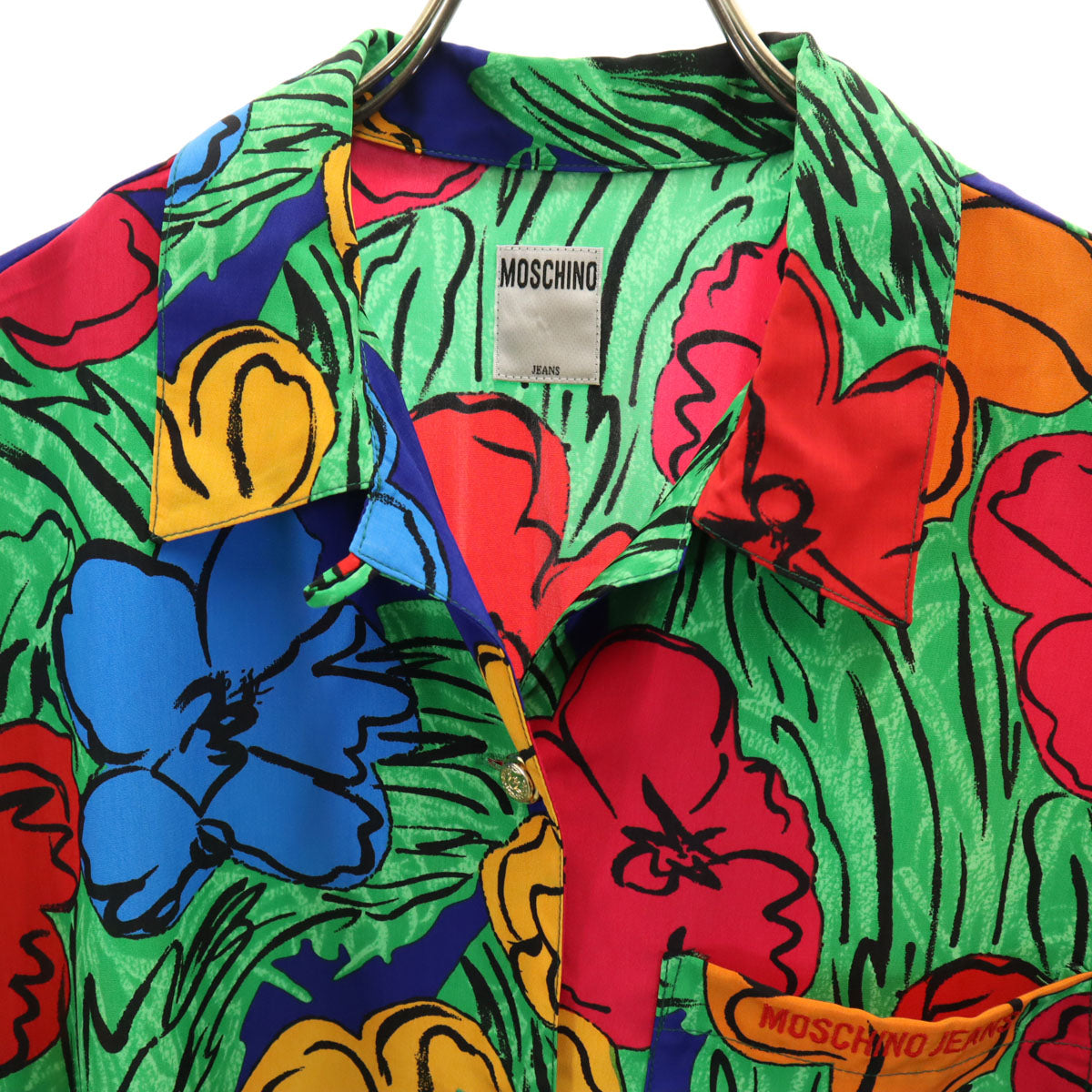 MOSCHINO モスキーノ JEANS 花柄 半袖 オープンカラー シャツ 9 レディース