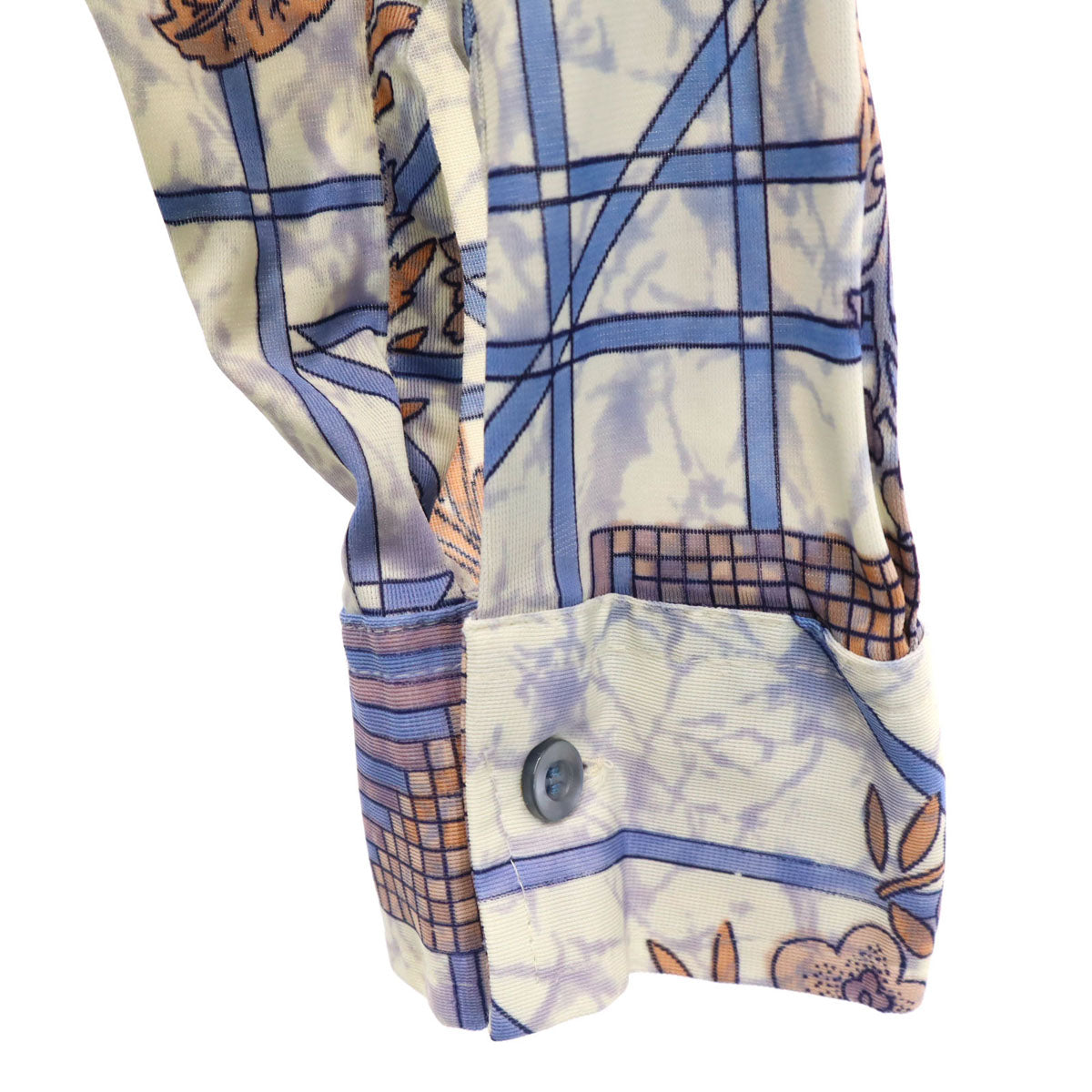 Sears シアーズ 70s ヴィンテージ 花柄 長袖 シャツ M アイボリー メンズ