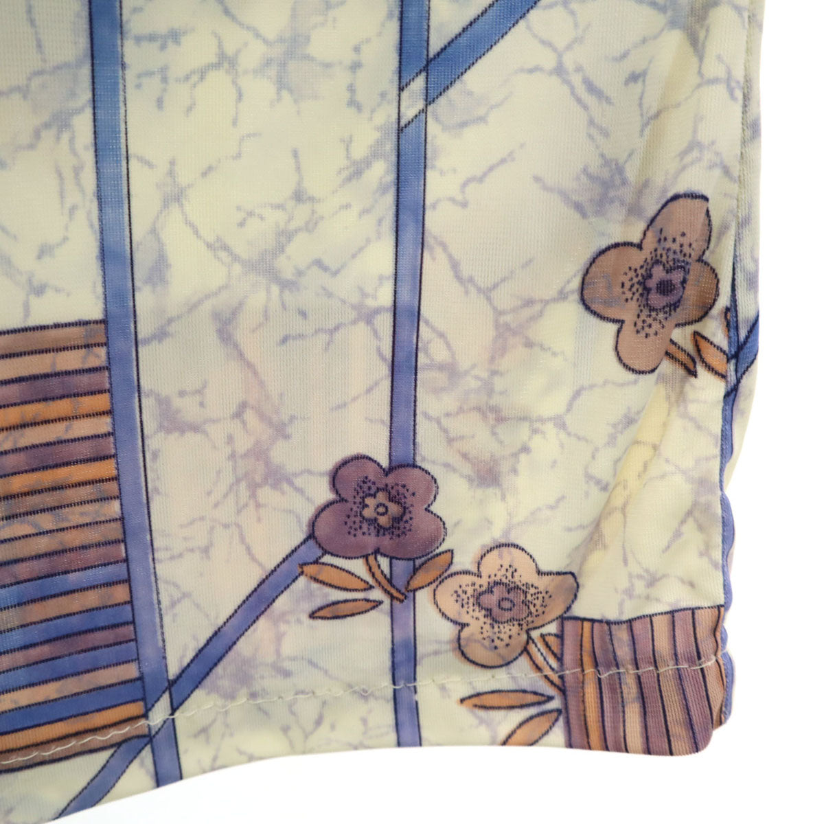 Sears シアーズ 70s ヴィンテージ 花柄 長袖 シャツ M アイボリー メンズ