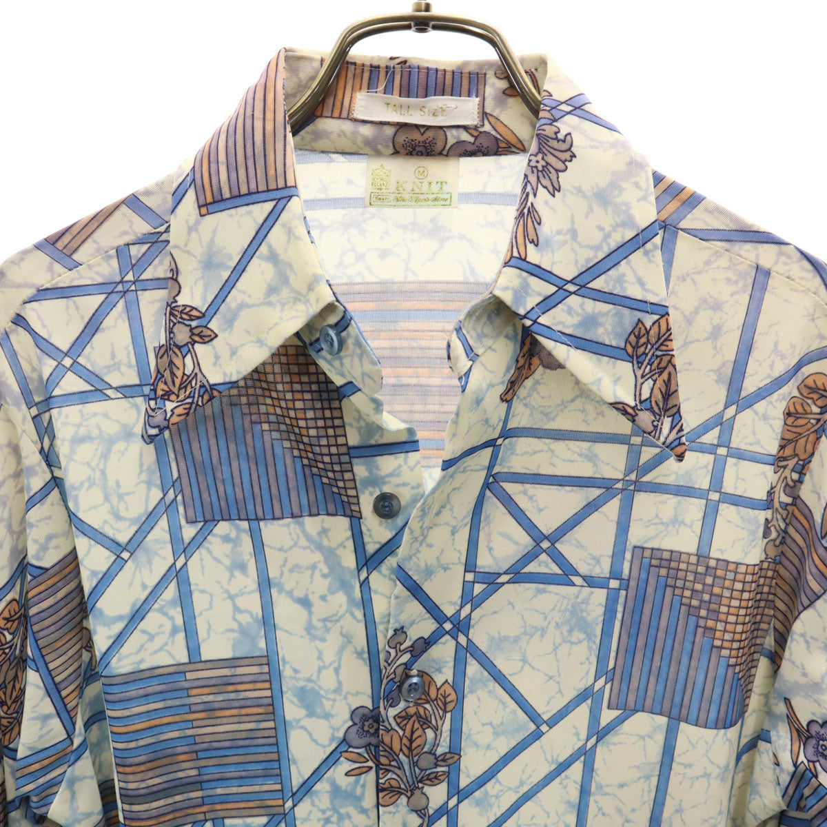 Sears シアーズ 70s ヴィンテージ 花柄 長袖 シャツ M アイボリー メンズ