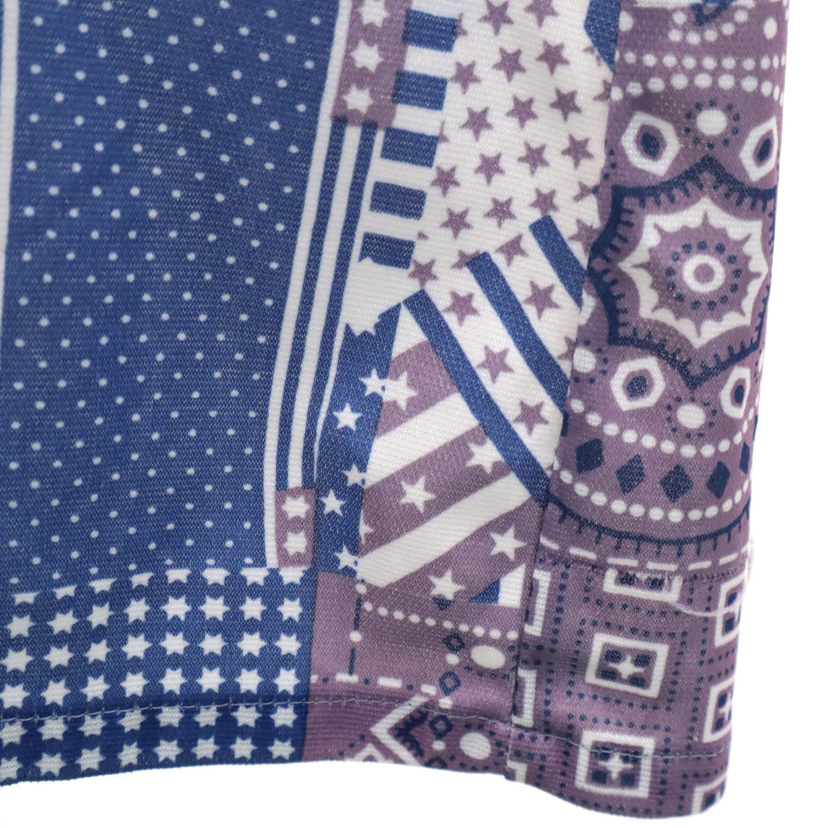 70s ヴィンテージ 総柄 長袖 シャツ ブルー系 メンズ