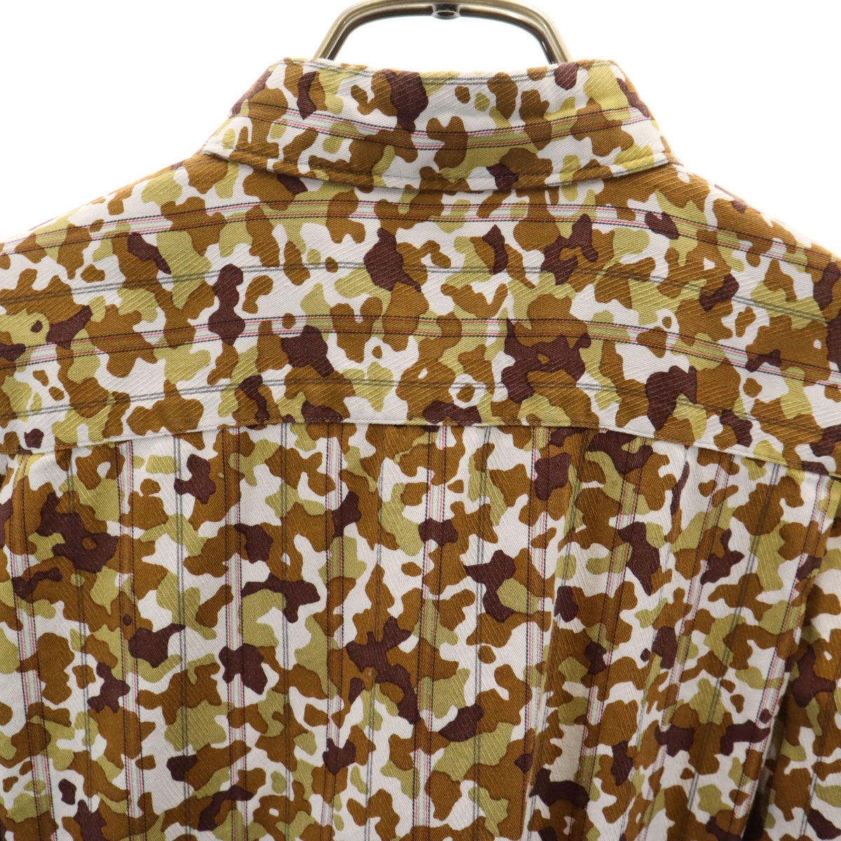 COMME des GARCONS HOMME PLUS コムデギャルソンオムプリュス 1997年 90s 日本製 オールド カモフラ ストライプ柄 長袖 シャツ ブラウン系 迷彩 メンズ