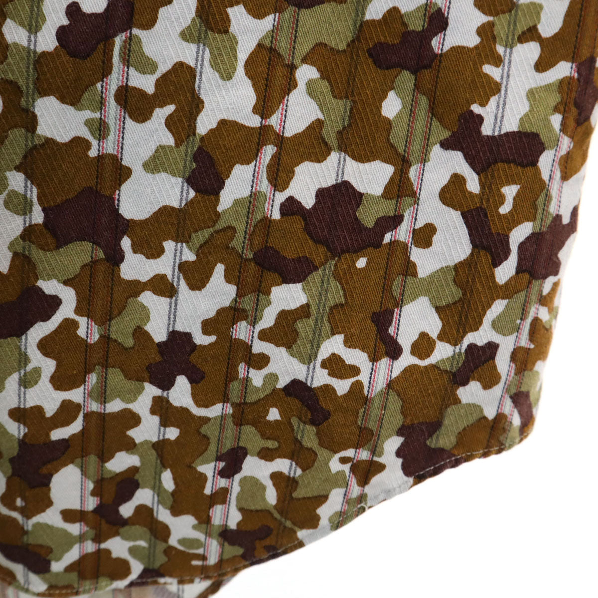 COMME des GARCONS HOMME PLUS コムデギャルソンオムプリュス 1997年 90s 日本製 オールド カモフラ ストライプ柄 長袖 シャツ ブラウン系 迷彩 メンズ