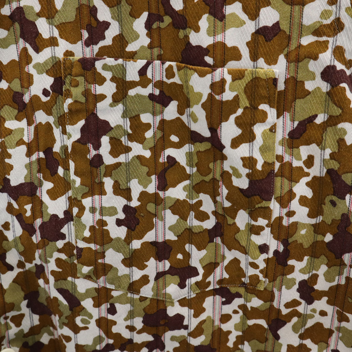 COMME des GARCONS HOMME PLUS コムデギャルソンオムプリュス 1997年 90s 日本製 オールド カモフラ ストライプ柄 長袖 シャツ ブラウン系 迷彩 メンズ