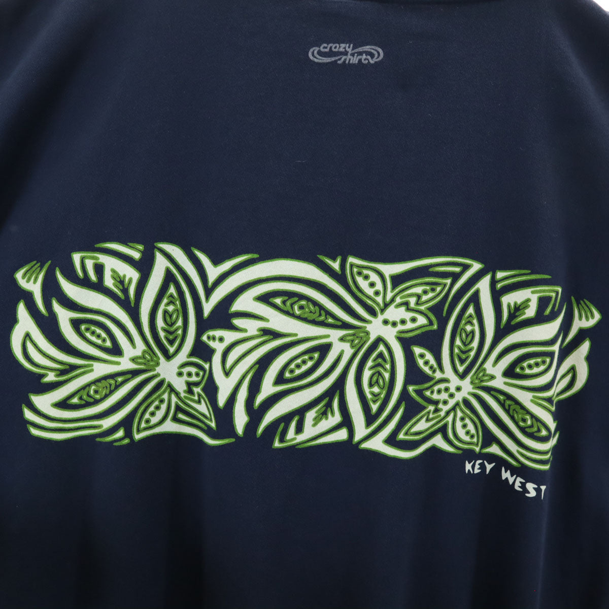 Crazy Shirt クレイジーシャツ 90s USA製 オールド 長袖 ヘンリーネック Tシャツ XXL ネイビー ロンT ビッグサイズ メンズ