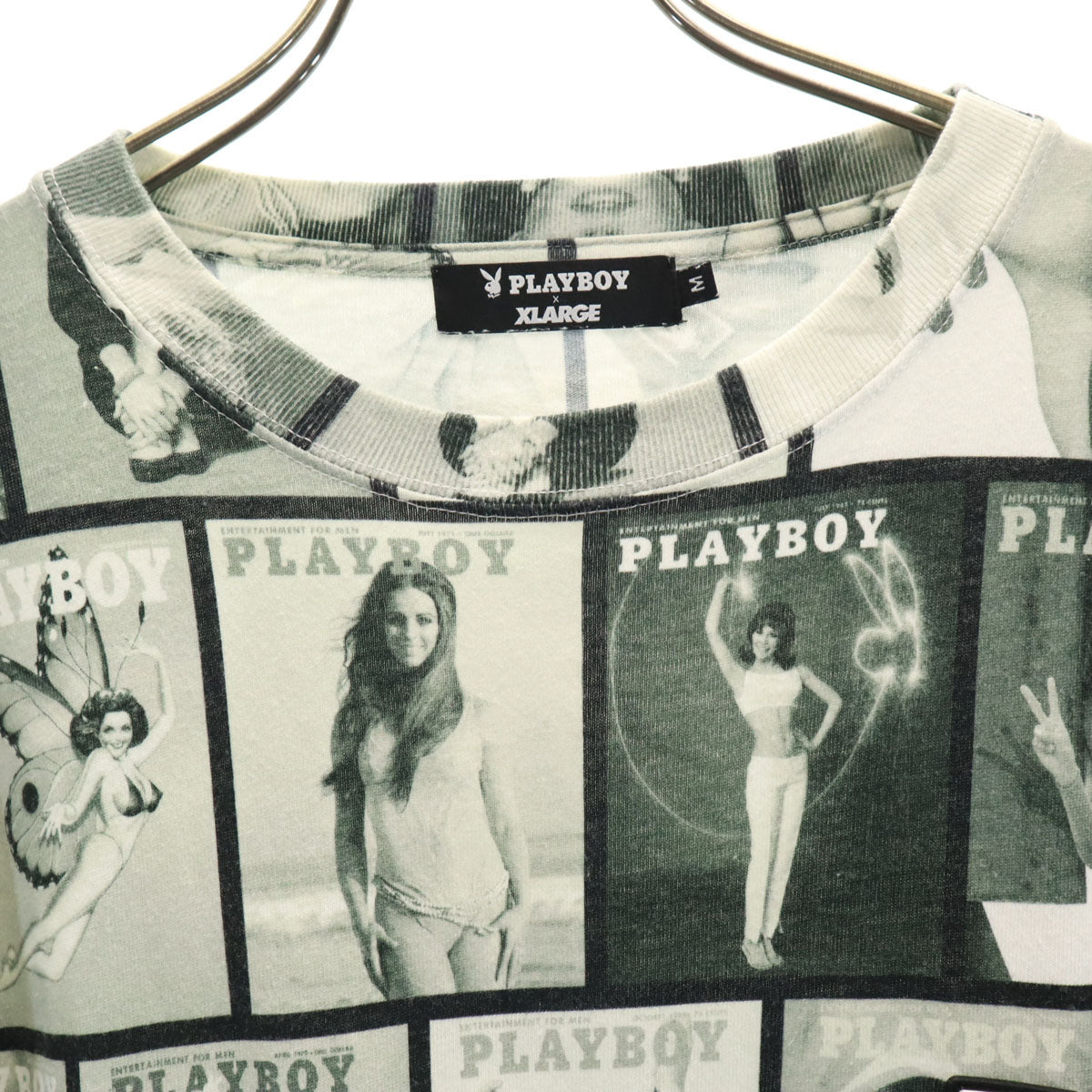 PLAYBOY プレイボーイ XLARGE エクストララージ コラボ 総柄 半袖 Tシャツ M メンズ