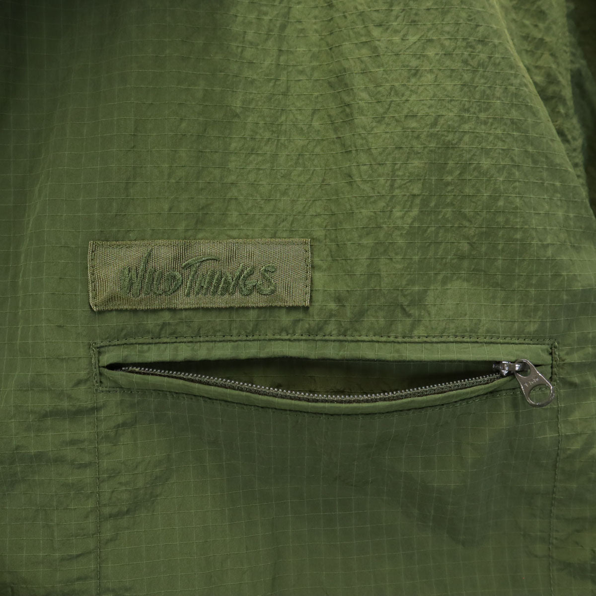 WILDTHINGS ワイルドシングス 半袖 ジップ シャツ L カーキ メンズ