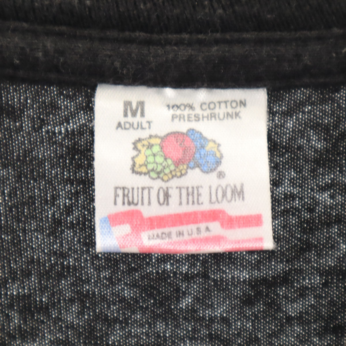 FRUIT OF THE LOOM フルーツオブザルーム 90s USA製 オールド バック 英字プリント 半袖 Tシャツ M ブラック系 メンズ