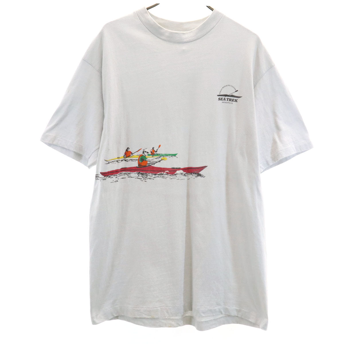 Hanes ヘインズ 80s USA製 ヴィンテージ カヤック プリント 半袖 Tシャツ L グレー BEEFY-T シングルステッチ メンズ