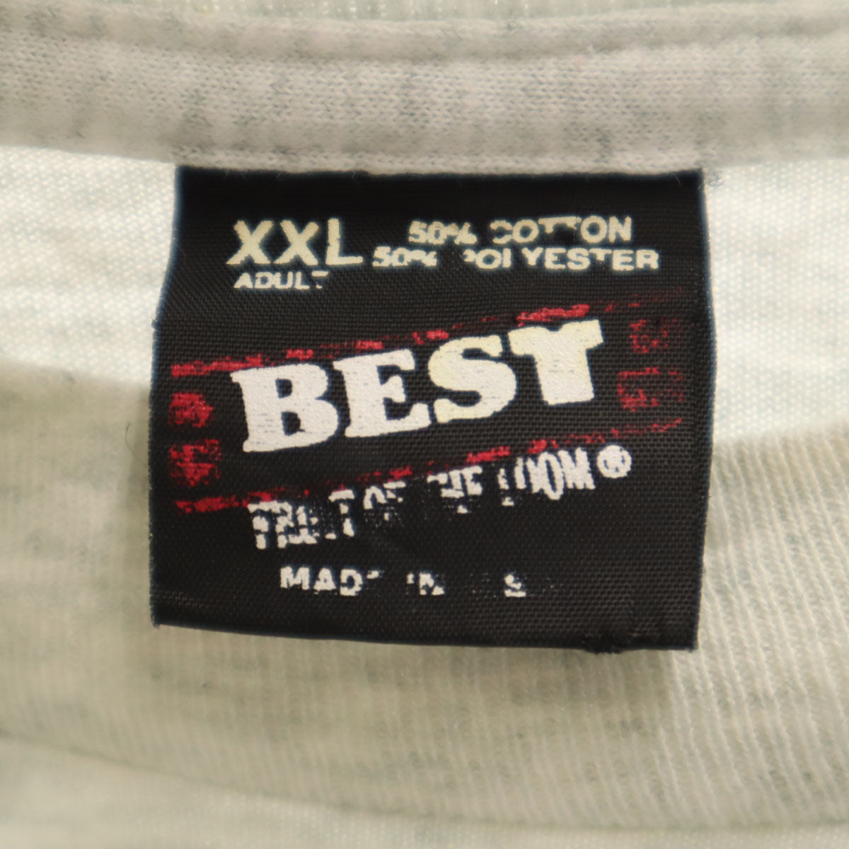 FRUIT OF THE LOOM BEST フルーツオブザルーム ベスト 90s USA製 オールド バックプリント 半袖 Tシャツ XXL グレー シングルステッチ ビッグサイズ メンズ
