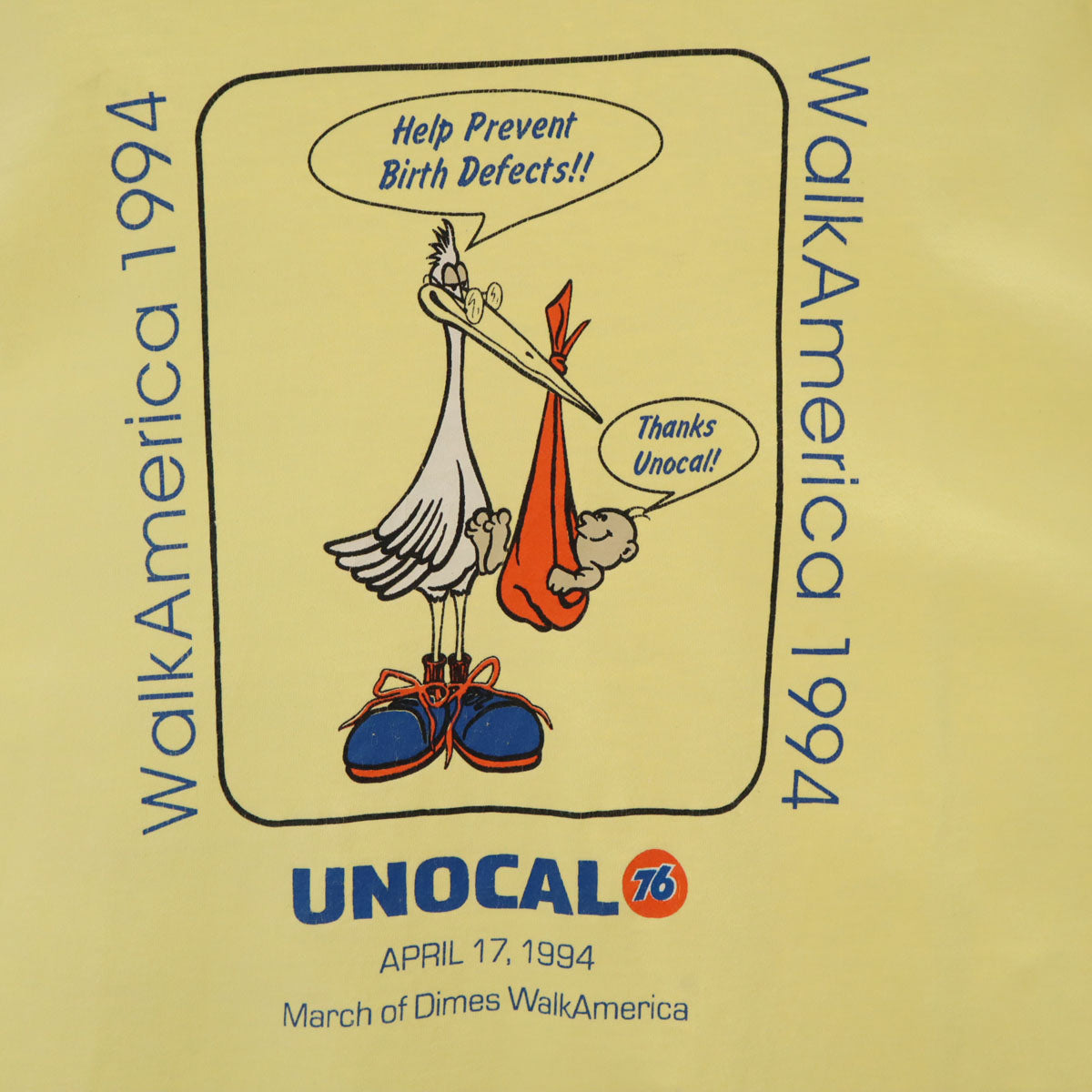 PRETTY＆HANDSOME 90s USA製 オールド バックプリント UNOCAL76 半袖 Tシャツ XXL イエロー シングルステッチ 企業モノ ビッグサイズ メンズ