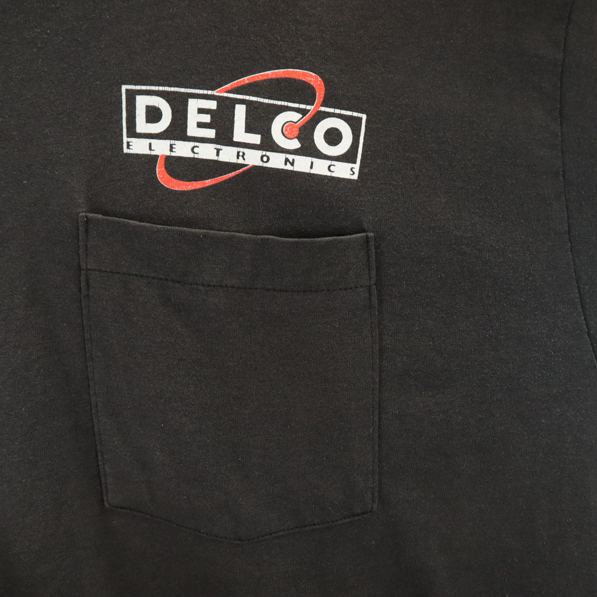 FRUIT OF THE LOOM BEST フルーツオブザルーム ベスト 90s オールド USA製 DELCO 半袖 Tシャツ XL チャコールブラック シングルステッチ ポケT 企業モノ メンズ