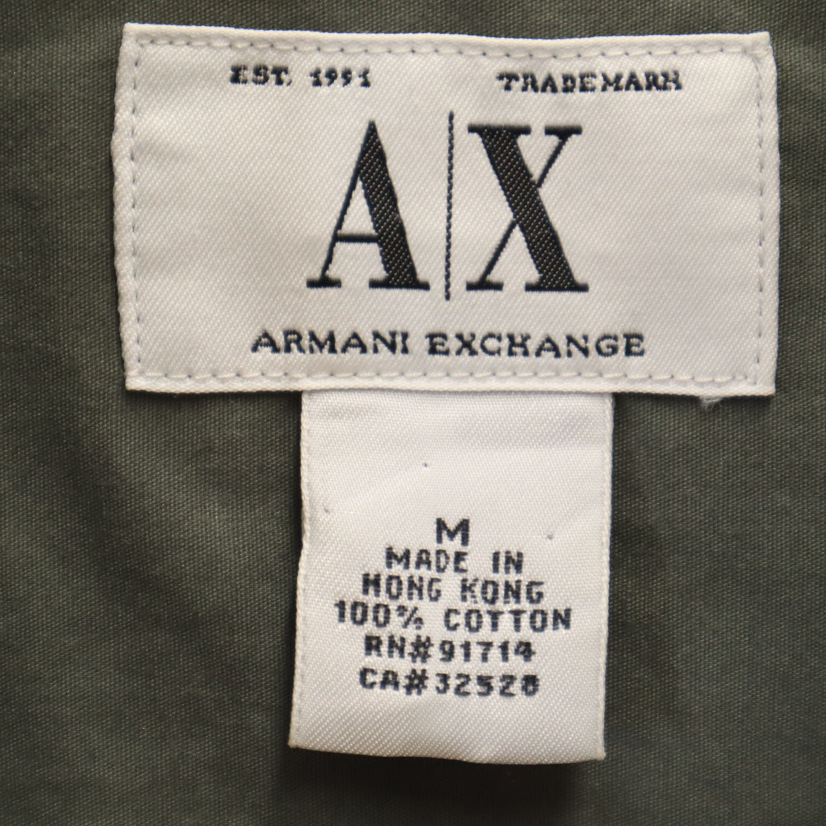 ARMANI EXCHANGE アルマーニエクスチェンジ 90s オールド 半袖 ミリタリーシャツ M カーキ メンズ
