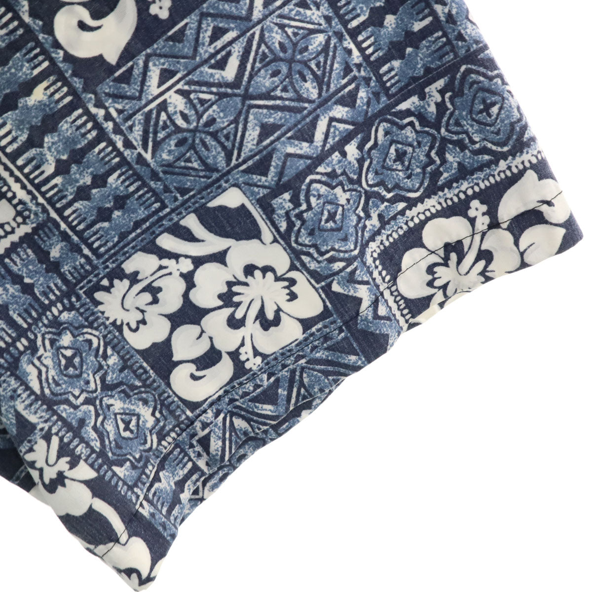 HAWAII 80s 90s USA製 オールド リバースプリント 半袖 アロハシャツ ブルー系 メンズ