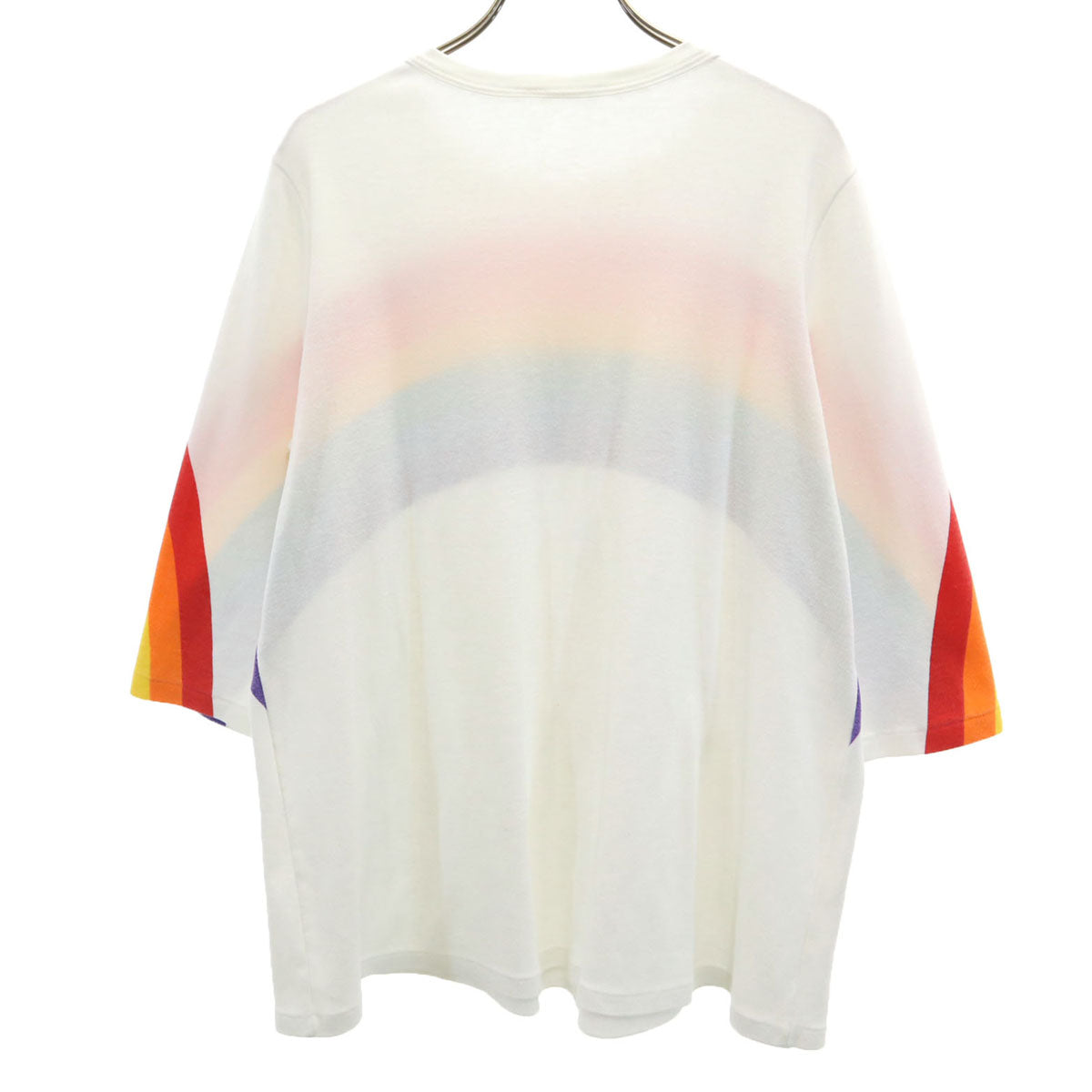 80s 90s オールド 5分袖 Tシャツ 白 虹 レインボー メンズ