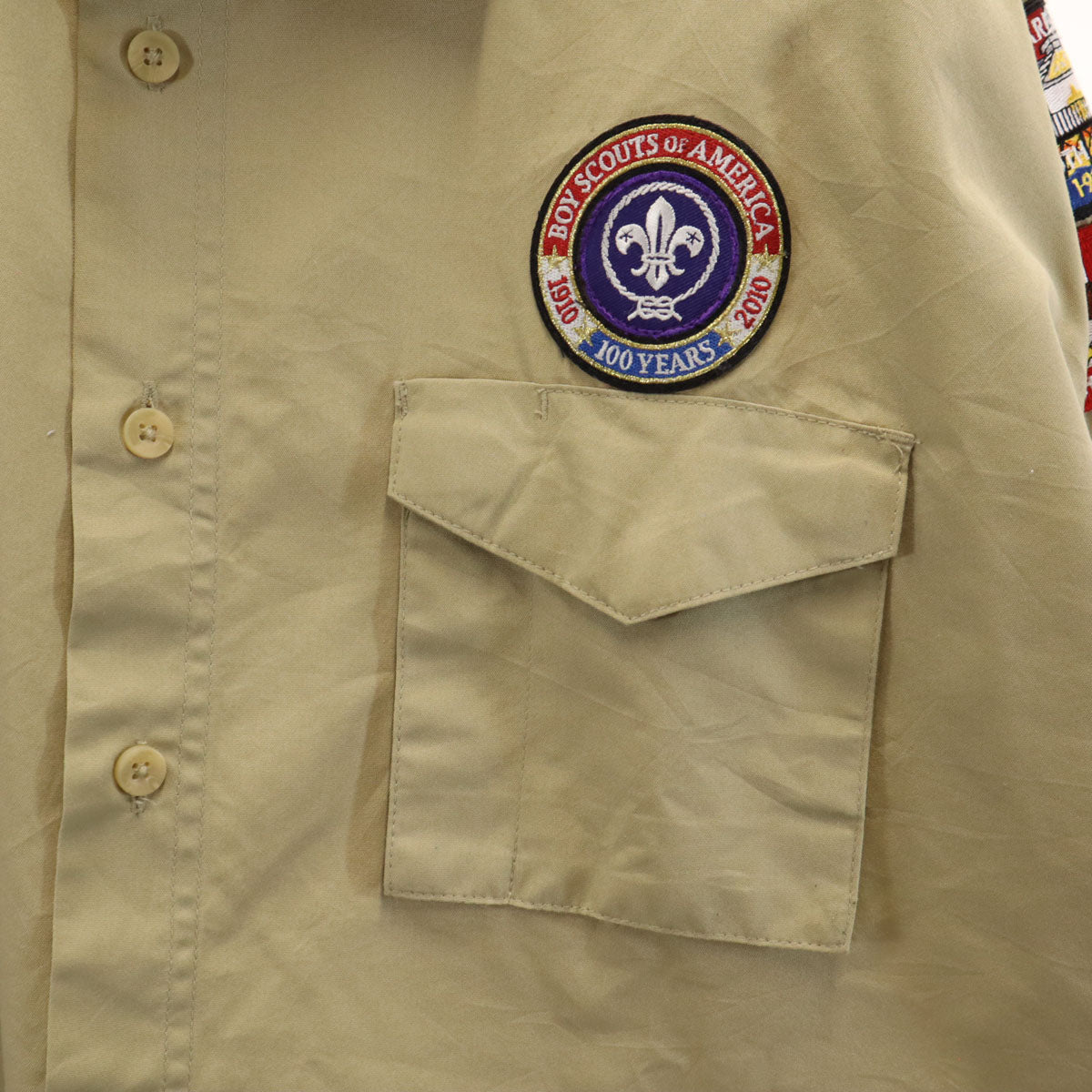 BOY SCOUTS OF AMERICA ボーイスカウト 半袖 ワークシャツ 2XL ベージュ系 ビックサイズ メンズ