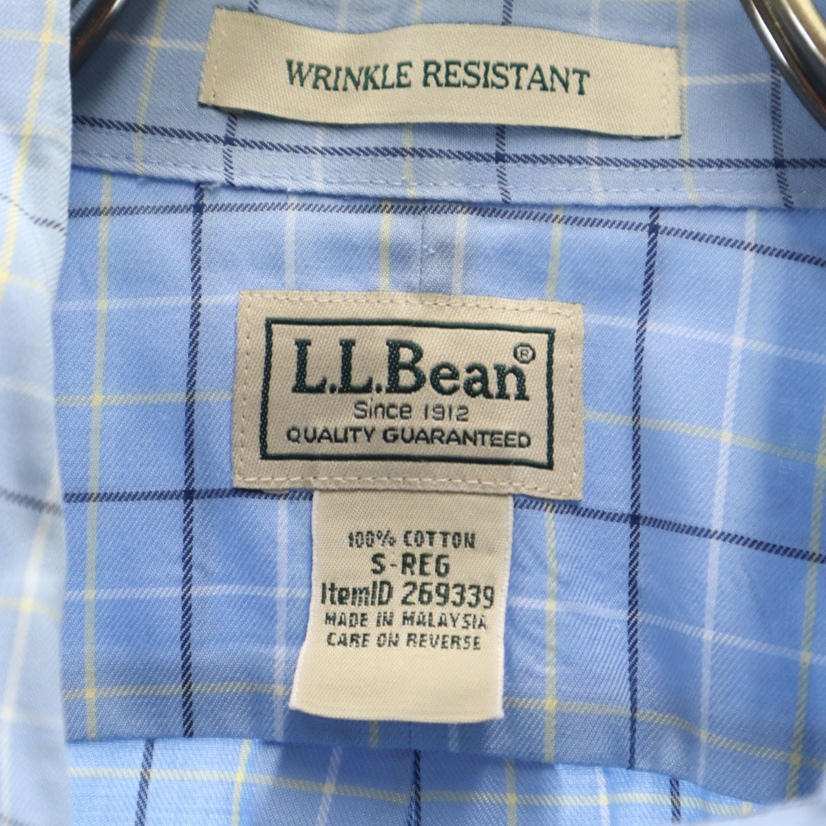 L.L.Bean エルエルビーン チェック柄 半袖 ボタンダウンシャツ S ブルー系 アウトドア メンズ