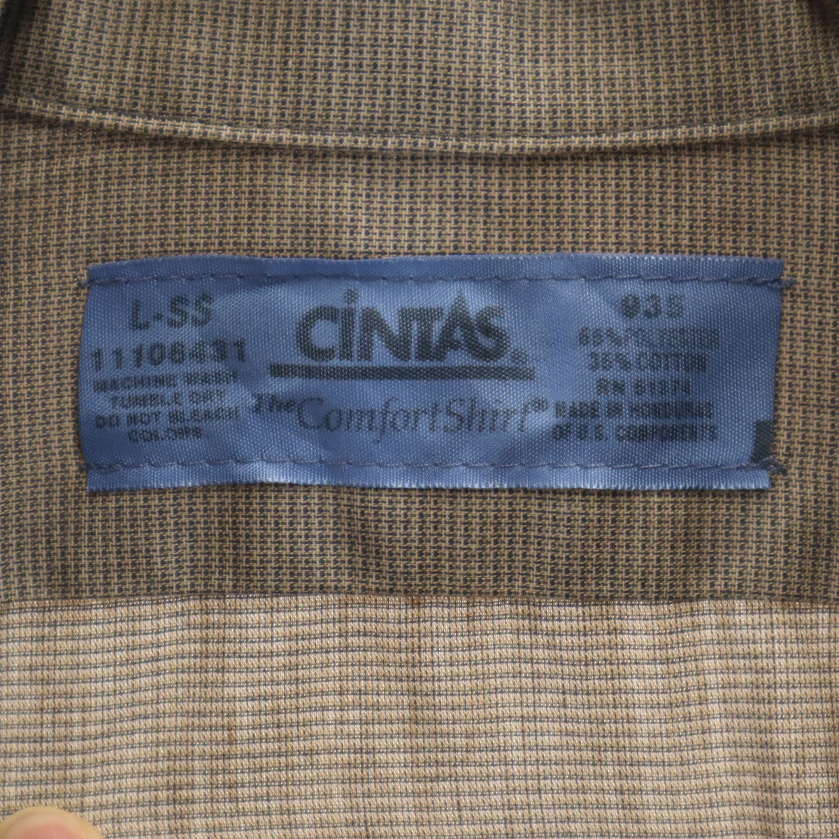 CINTAS シンタス 90s オールド willdan 刺繍 半袖 ワークシャツ L ブラウン系 企業モノ メンズ