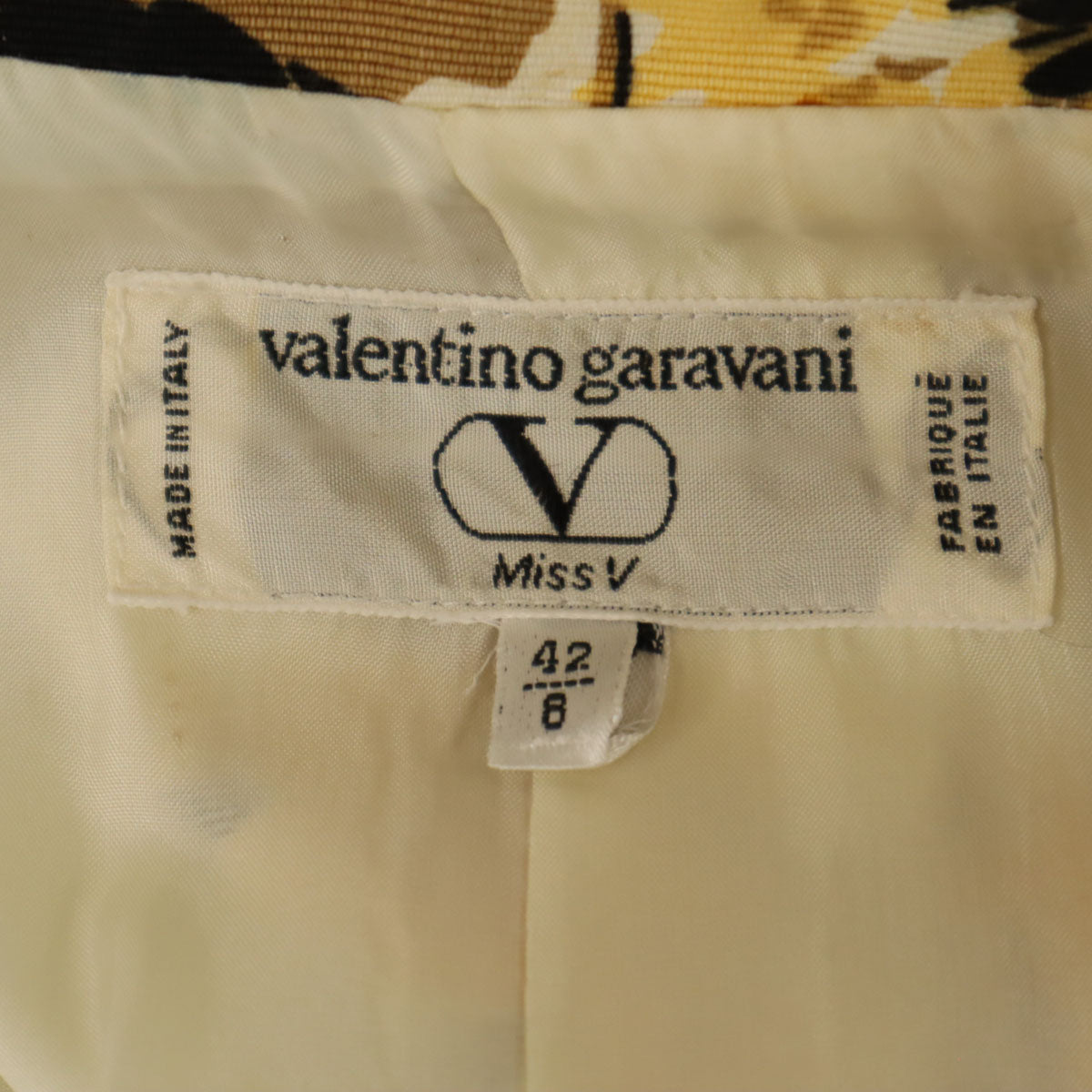 Valentino Garavani ヴァレンティノガラヴァーニ イタリア製 花柄 半袖 テーラードジャケット 42/8 白系 レディース