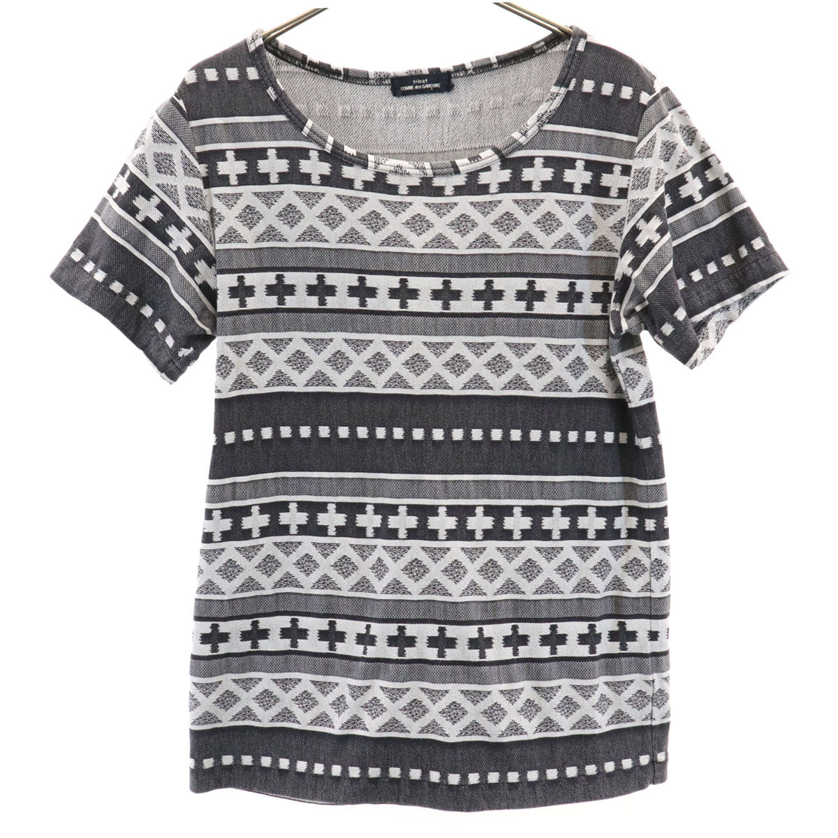 tricot COMME des GARCONS トリコットコムデギャルソン 92年 90s 日本製 オールド 総柄 半袖 Tシャツ グレー系 レディース