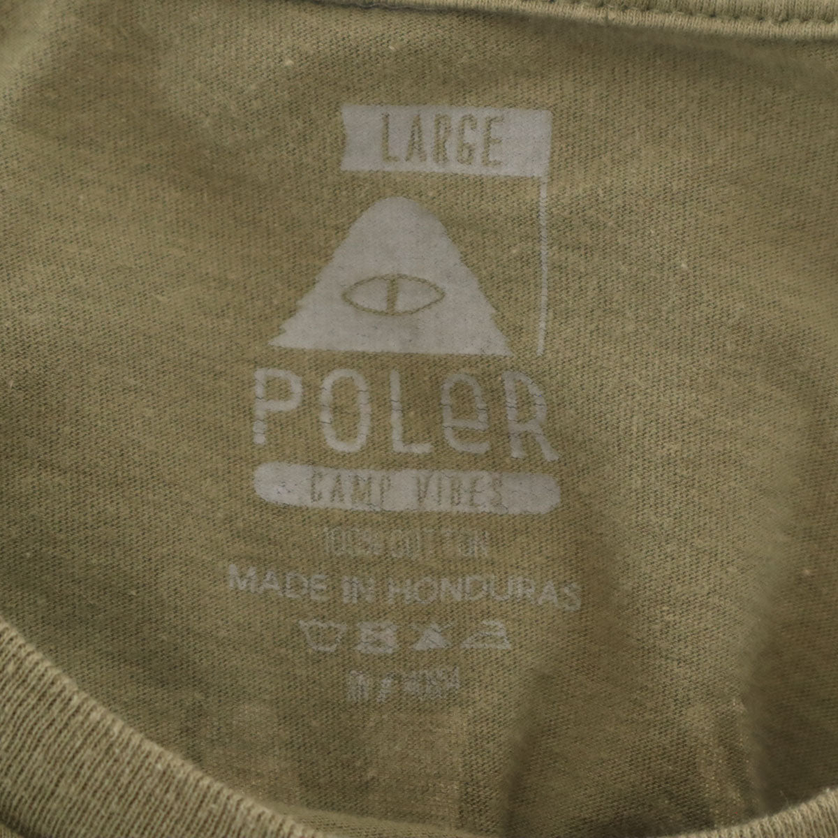 POLeR ポーラー バックプリント 半袖 Tシャツ L オリーブ メンズ