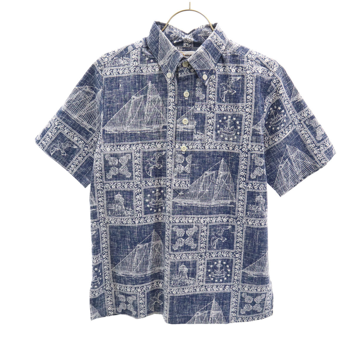 reyn spooner レインスプーナー 70s 80s ヴィンテージ 金タグ 半袖 ハーフボタン シャツ 14 ブルー系 キッズ