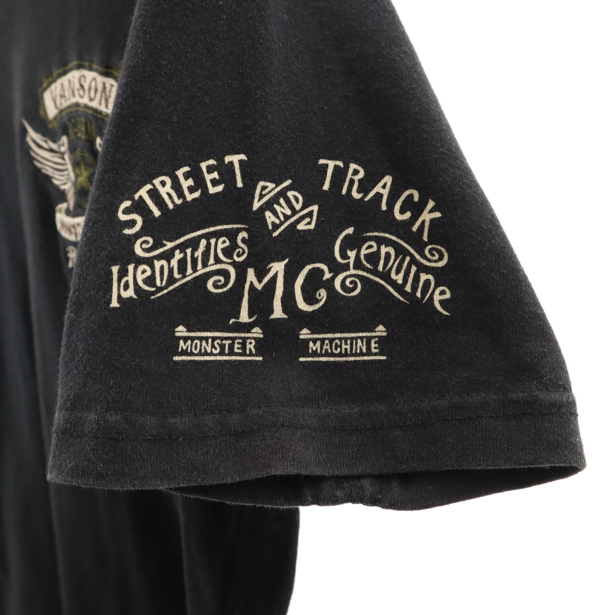 VANSON バンソン バック フライングスター 刺繍 半袖 Tシャツ M ブラック メンズ