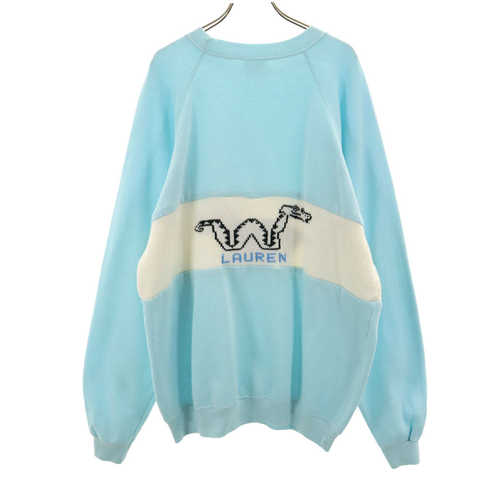 Hanes ヘインズ 80s USA製 ヴィンテージ 切り替え 長袖 ニット切替 トレーナー XXL 水色 ビッグサイズ メンズ