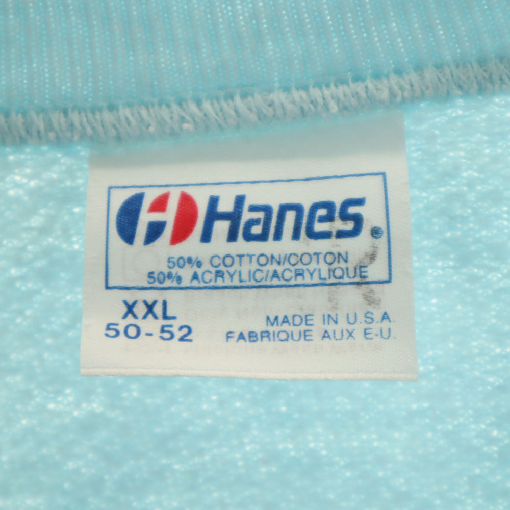 Hanes ヘインズ 80s USA製 ヴィンテージ 切り替え 長袖 ニット切替 トレーナー XXL 水色 ビッグサイズ メンズ